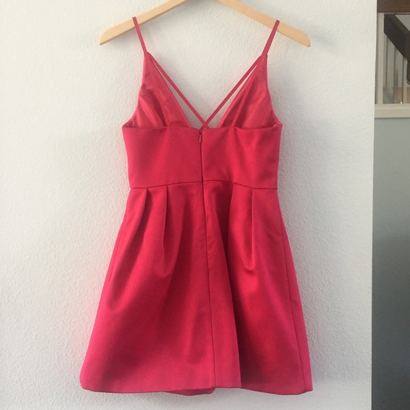 NWT Topshop hot pink cross front spaghetti strap mini cocktail dress Size 4 - Picture 6 of 6